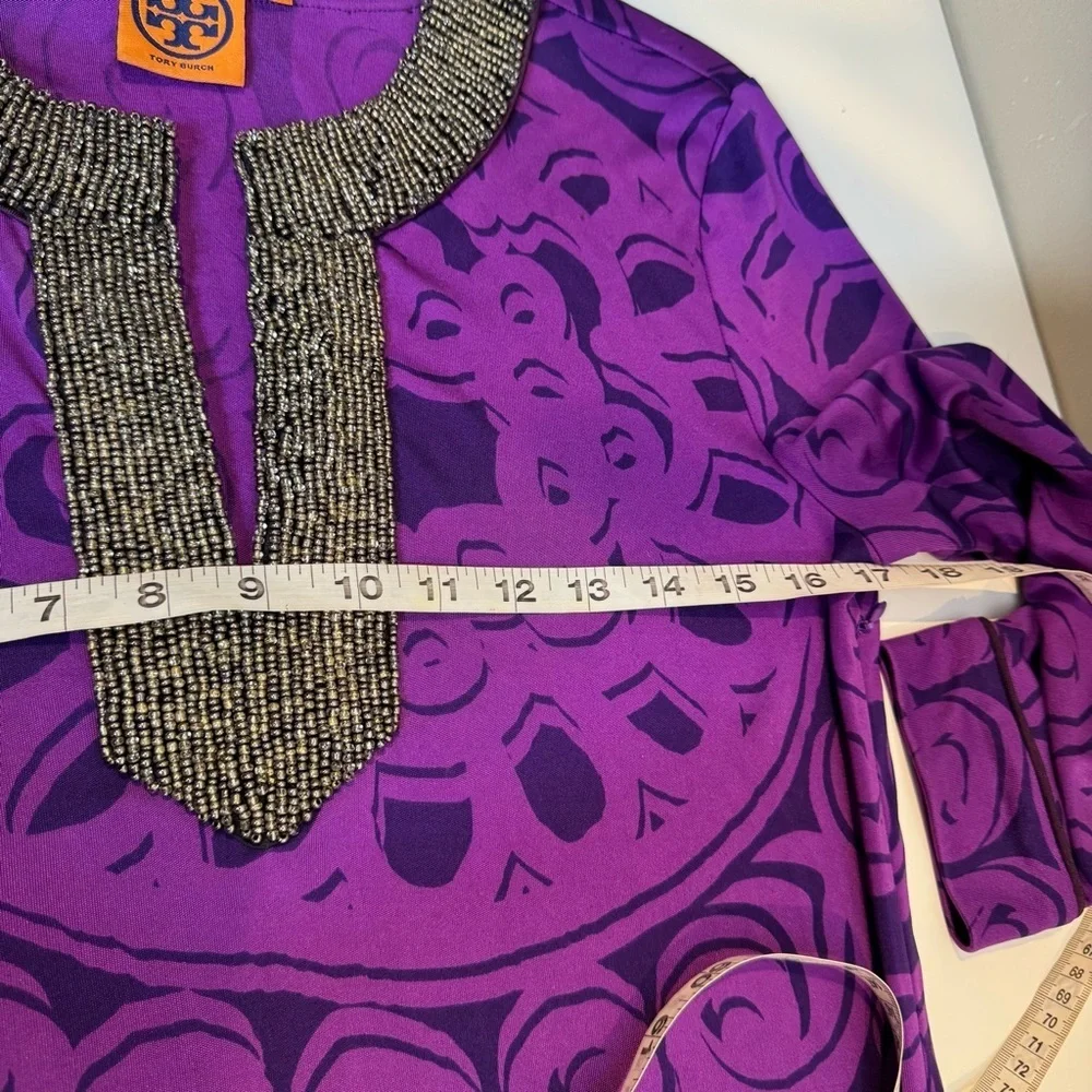 Vintage Tori Burch purple beaded dress size small